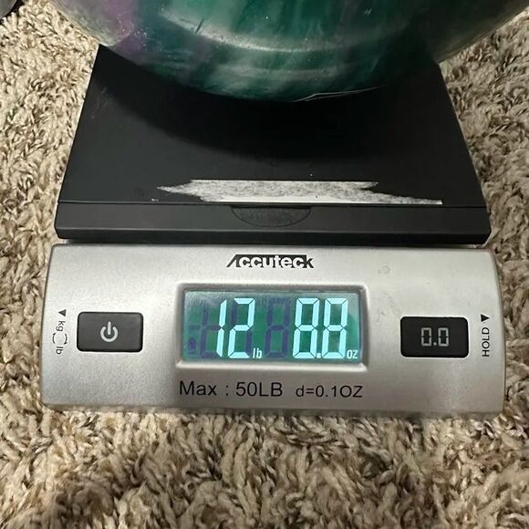 Brunswick Axis Bowling Ball 12lb 8oz Green Purple Swirl Reactive Resin Drilled - Picture 9 of 9